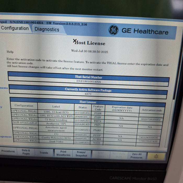 GE Healthcare Carescape B450 Critical Care Patient Monitor