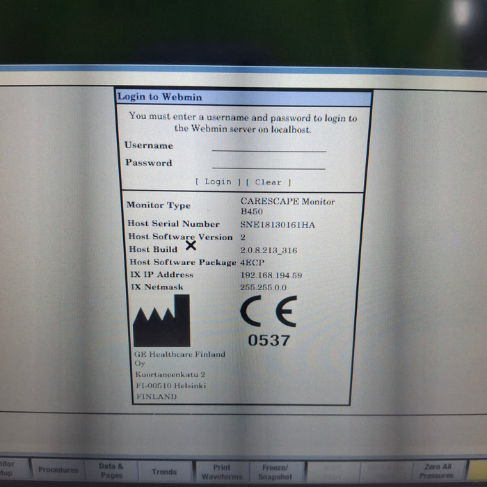 GE Healthcare GE Healthcare Carescape B450 Emergency Care Patient Monitor Patient Monitors reLink Medical