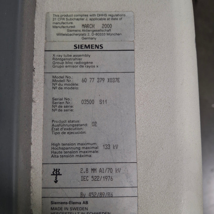 Siemens Siemens Mobilett Plus HP Portable X Ray X-Ray Equipment reLink Medical