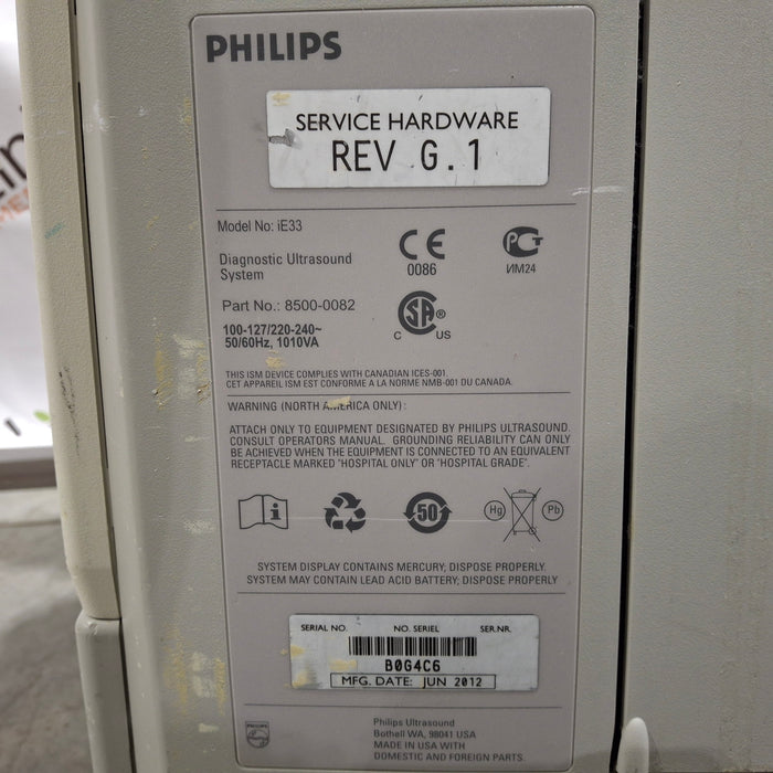Philips Philips IE33 F-G Cart Ultrasound Ultrasound reLink Medical