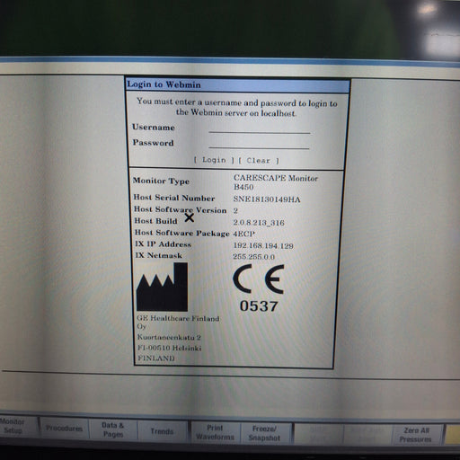 GE Healthcare GE Healthcare Carescape B450 Emergency Care Patient Monitor Patient Monitors reLink Medical