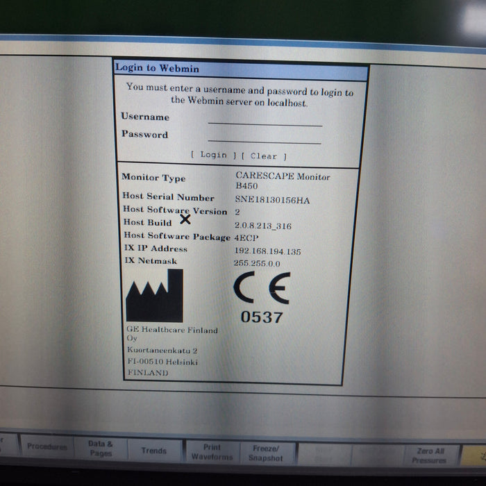 GE Healthcare GE Healthcare Carescape B450 Emergency Care Patient Monitor Patient Monitors reLink Medical