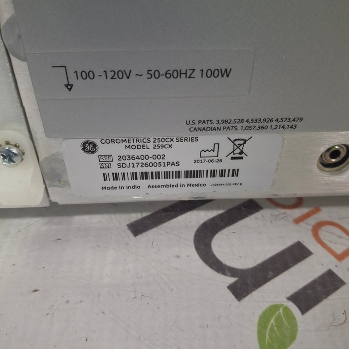 GE Healthcare Corometrics 250cx Series Model 259cx Fetal Monitor