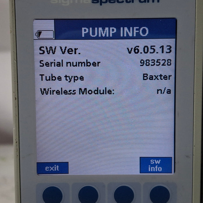 Baxter Baxter Sigma Spectrum 6.05.13 with A/B/G/N Battery Infusion Pump Infusion Pump reLink Medical