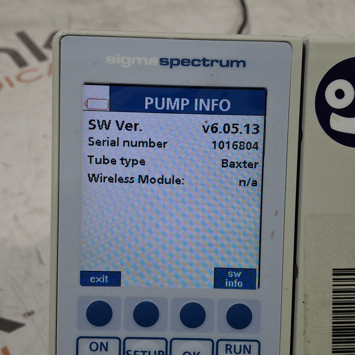 Baxter Sigma Spectrum 6.05.13 with Non-Wireless Battery Infusion Pump