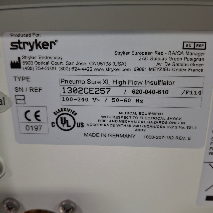 Stryker 620-040-610 Pneumo Sure XL High Flow Insufflator