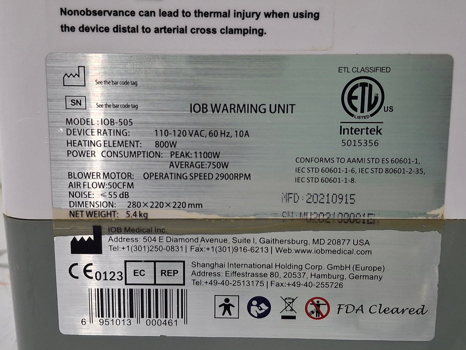 IOB Medical Inc. IOB-505 Warming Unit
