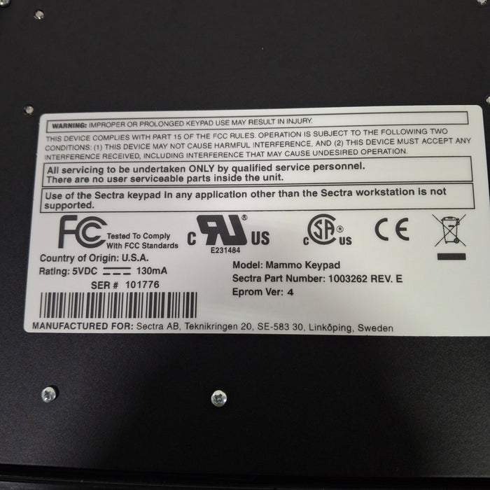 Sectra Medical Sectra Medical PACS Mammo Keypad Mammography reLink Medical