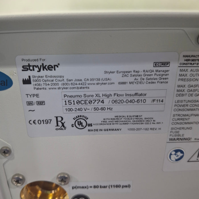 Stryker Stryker 620-040-610 Pneumo Sure XL High Flow Insufflator Rigid Endoscopy reLink Medical