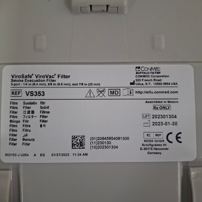 Buffalo Filter Buffalo Filter ViroVac Smoke Evacuation System Surgical Equipment reLink Medical