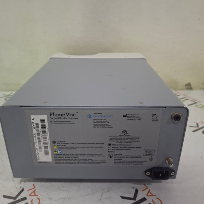 Zimmer PlumeVac AEVV120 Surgical Smoke Evacuator