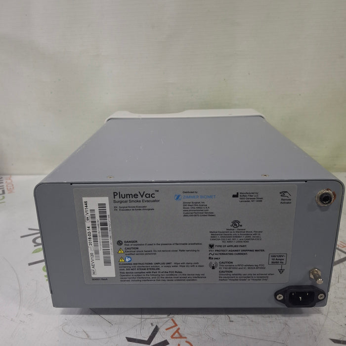 Zimmer Zimmer PlumeVac AEVV120 Surgical Smoke Evacuator Surgical Equipment reLink Medical