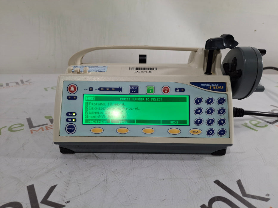 Smiths Medical Smiths Medical Medfusion 3500 Syringe Infusion Pump Infusion Pump reLink Medical