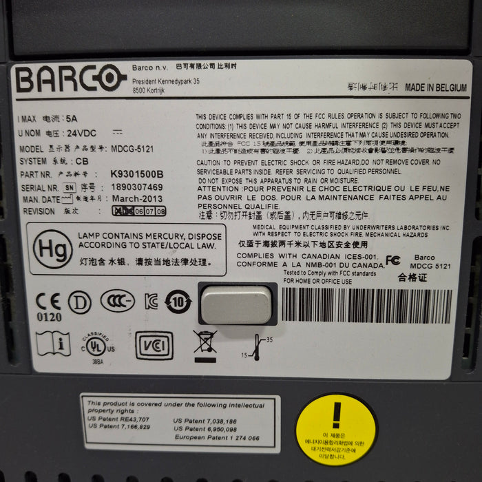 Barco Barco MDCG-5121 Greyscale Monitor X-Ray Equipment reLink Medical
