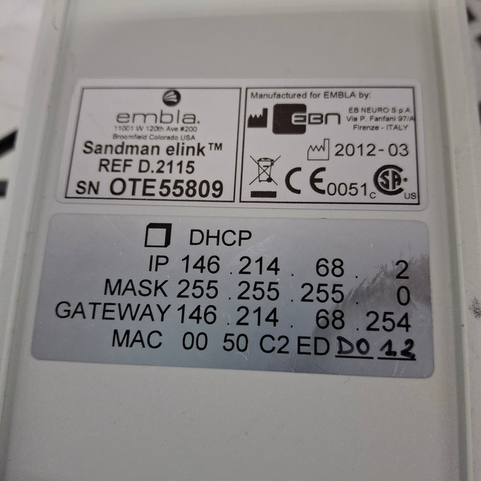 EB Neuro SpA EB Neuro SpA Sandman D.2102 Digital 32+ Amplifier Polysomnograph Sleep Lab EEG EMG Sleep Systems reLink Medical