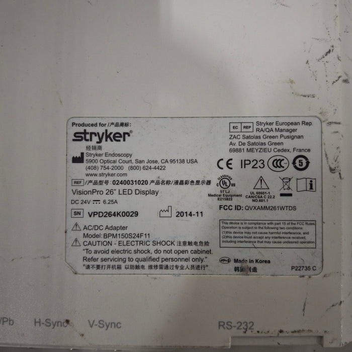 Stryker VisionPro 26" LED Display Monitor