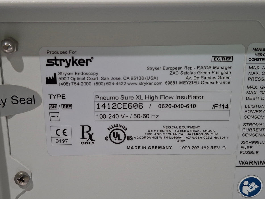 Stryker 620-040-610 Pneumo Sure XL High Flow Insufflator