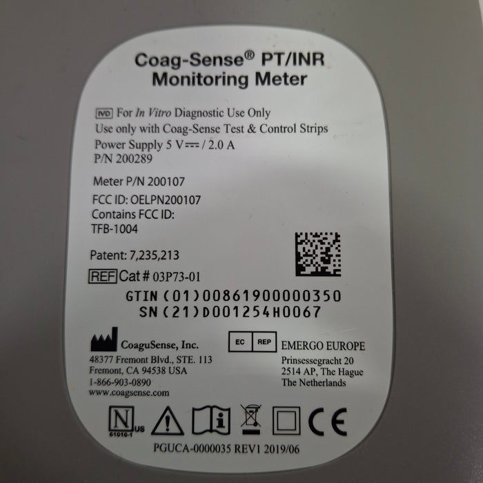 Coag-Sense Coagusense PT/INR Monitoring System
