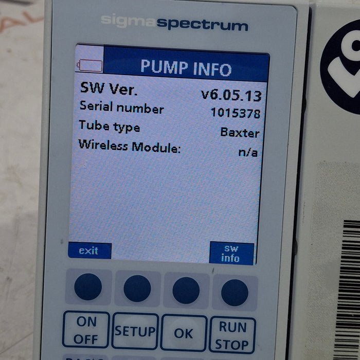 Baxter Sigma Spectrum 6.05.13 without Battery Infusion Pump