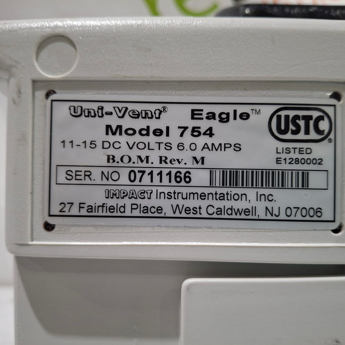 Impact Instrumentation Inc. Impact Instrumentation Inc. Uni-Vent 754 Portable Ventilator Respiratory reLink Medical