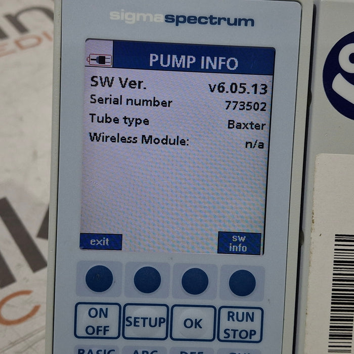 Baxter Baxter Sigma Spectrum 6.05.13 with A/B/G/N Battery Infusion Pump Infusion Pump reLink Medical