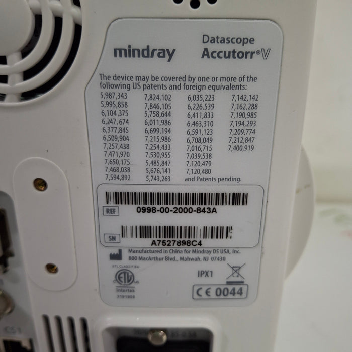 Mindray Mindray Datascope Accutorr V Vital Signs Monitor Patient Monitors reLink Medical