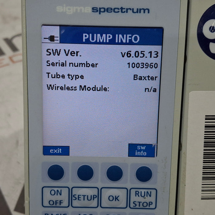 Baxter Baxter Sigma Spectrum 6.05.13 without Battery Infusion Pump Infusion Pump reLink Medical