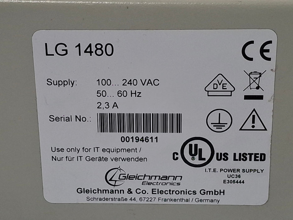 Gleichmann Electronics Gleichmann Electronics LG 1480 Battery Charger Patient Monitors reLink Medical