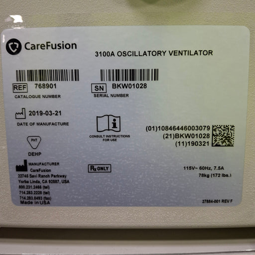 CareFusion CareFusion SensorMedics 3100A Oscillatory Ventilator Respiratory reLink Medical