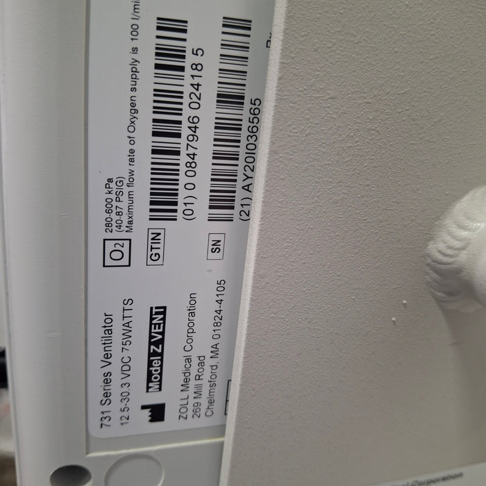 Zoll Zoll Z Vent Transport Ventilator Respiratory reLink Medical