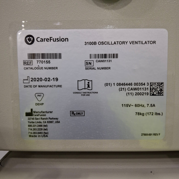CareFusion CareFusion SensorMedics 3100B Ventilator Respiratory reLink Medical