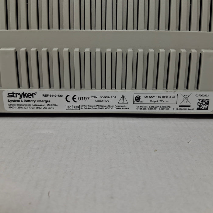 Stryker Stryker System 6 6110-120 Battery Charger Surgical Power Instruments reLink Medical