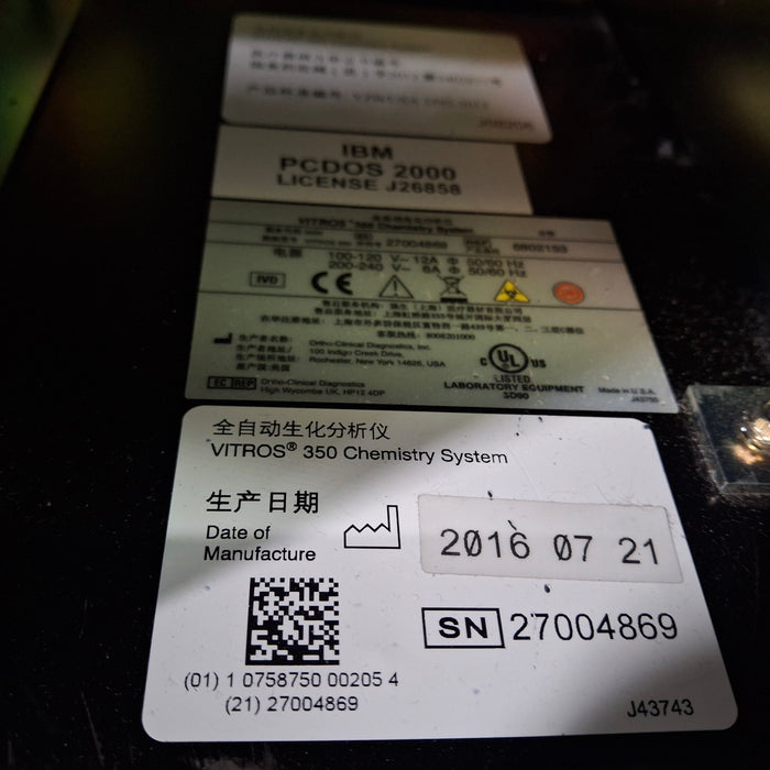 Ortho Clinical Diagnostics Vitros 350 Chemistry Analyzer