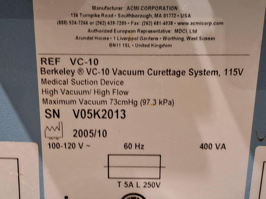 Gyrus Acmi, Inc. Berkeley VC-10 Vacuum Curettage System