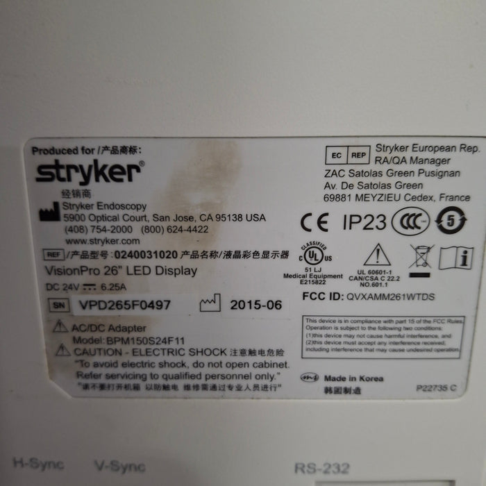 Stryker Stryker VisionPro 26" LED Display Monitor Rigid Endoscopy reLink Medical