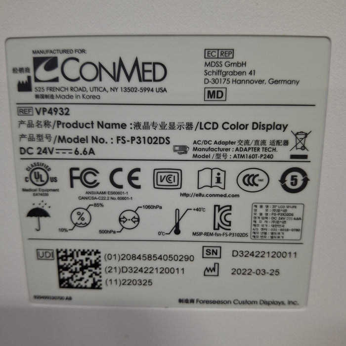 ConMed ConMed VP4932 32" 4K UHD Monitor Surgical Equipment reLink Medical