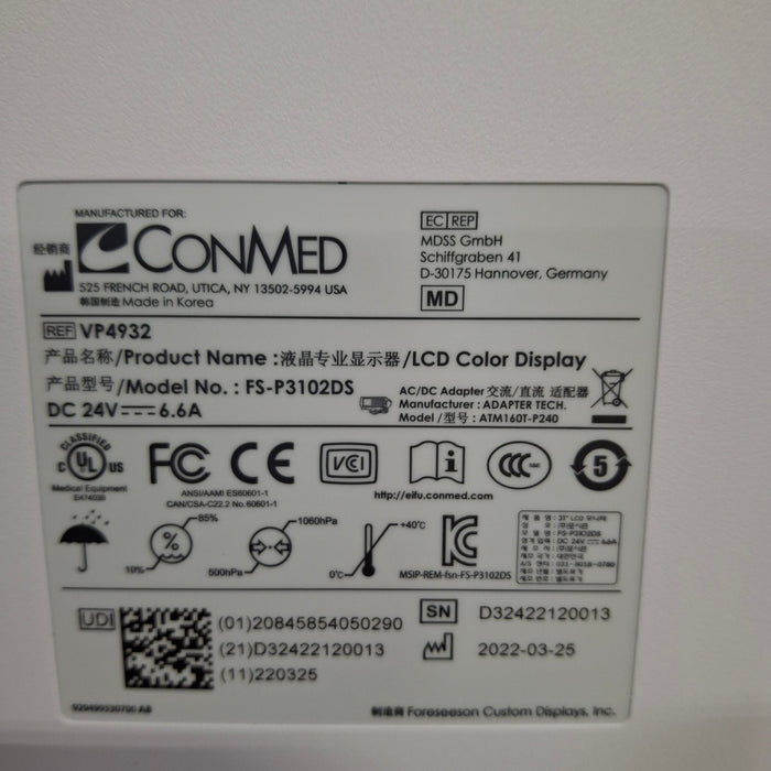 ConMed ConMed VP4932 32" 4K UHD Monitor Surgical Equipment reLink Medical