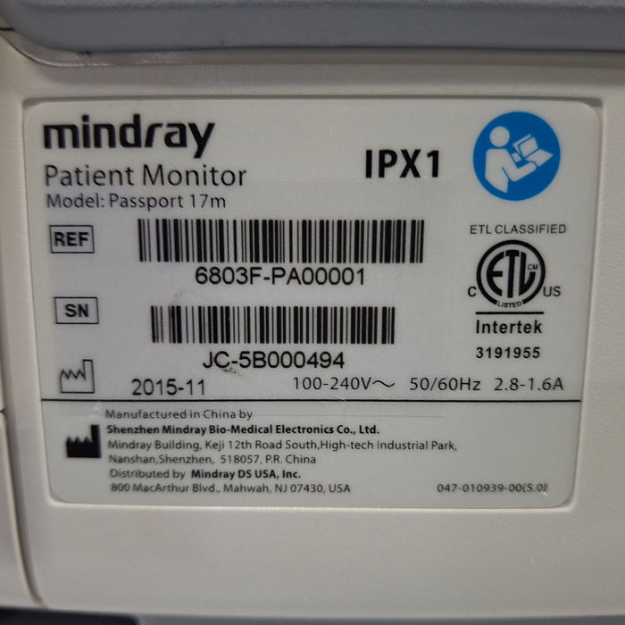 Mindray Passport 17M Patient Monitor