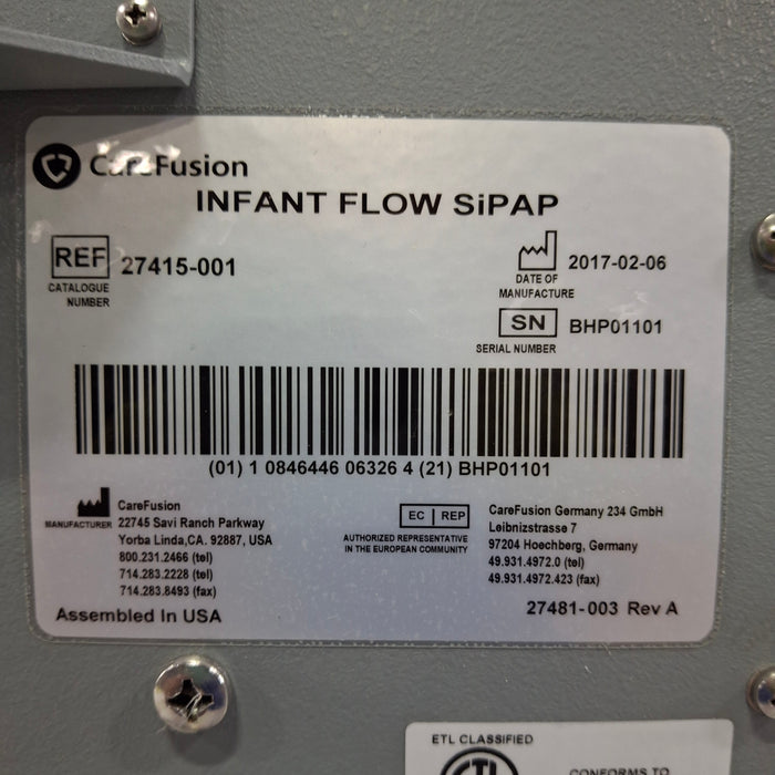 CareFusion CareFusion Infant Flow SIPAP Ventilation System Respiratory reLink Medical