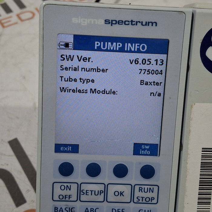 Baxter Baxter Sigma Spectrum 6.05.13 without Battery Infusion Pump Infusion Pump reLink Medical