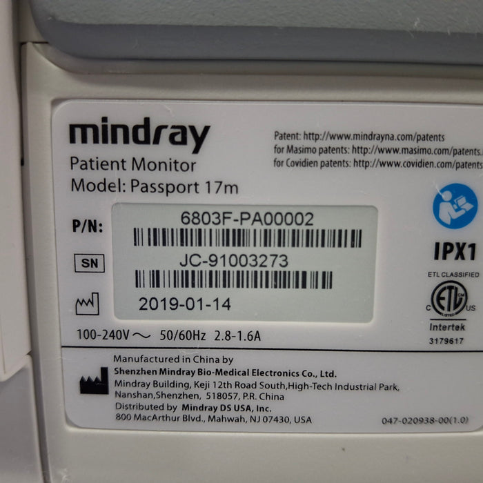 Mindray Passport 17M Patient Monitor
