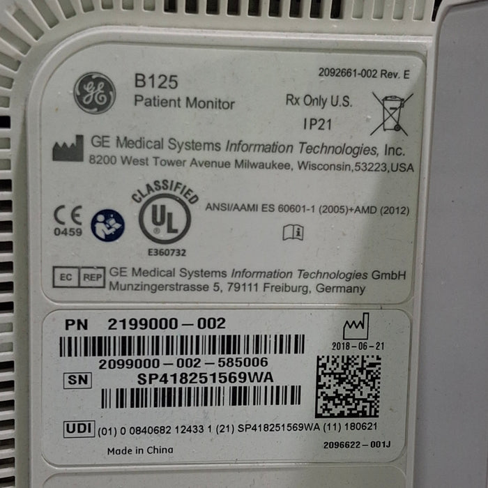 GE Healthcare GE Healthcare B125 Patient Monitor Patient Monitors reLink Medical