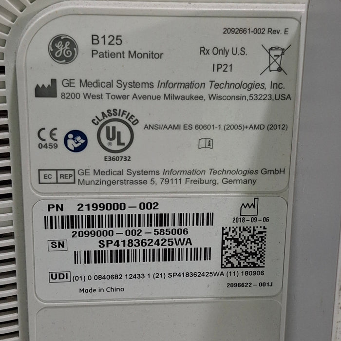GE Healthcare GE Healthcare B125 Patient Monitor Patient Monitors reLink Medical