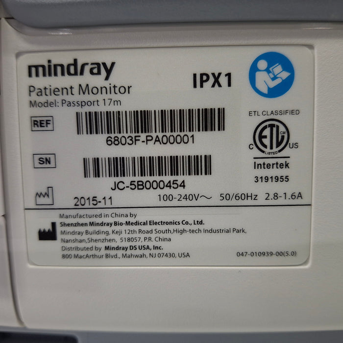 Mindray Passport 17M Patient Monitor