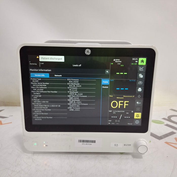 GE Healthcare B125M Patient Monitor