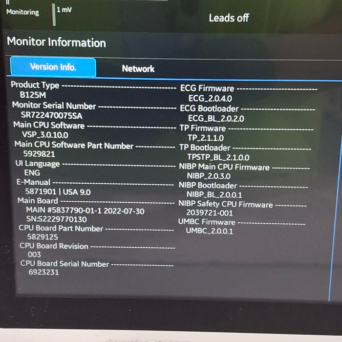 GE Healthcare B125M Patient Monitor