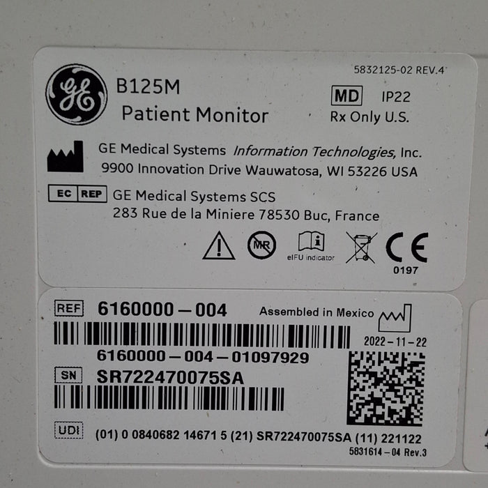 GE Healthcare B125M Patient Monitor