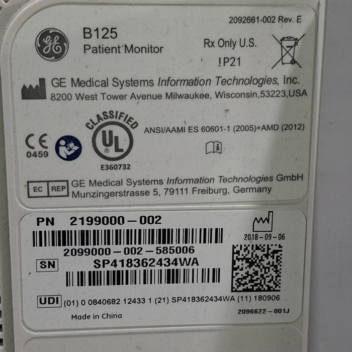 GE Healthcare GE Healthcare B125 Patient Monitor Patient Monitors reLink Medical