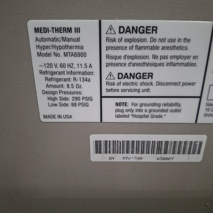 Gaymar Medi-Therm III MTA6900 Hyper/Hypothermia Machine