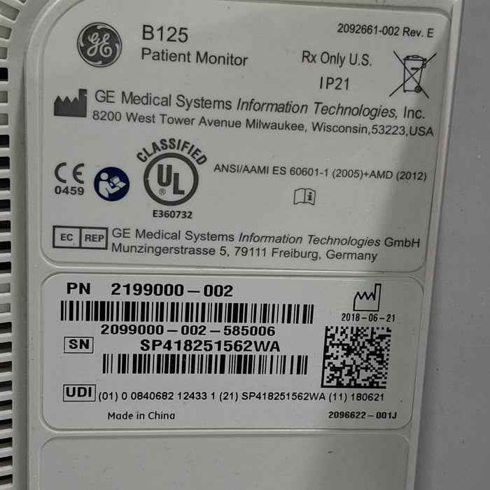 GE Healthcare GE Healthcare B125 Patient Monitor Patient Monitors reLink Medical